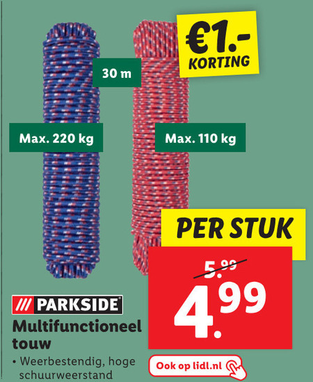 Parkside   touw folder aanbieding bij  Lidl - details