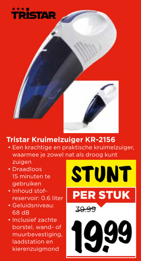 Tristar Wireless Flex vacuum cleaner - Lightweight - Detachable handle - HEPA filter - Long battery life - 2-in-1 function - LED light - 800 ml - 150 W - SZ-2380