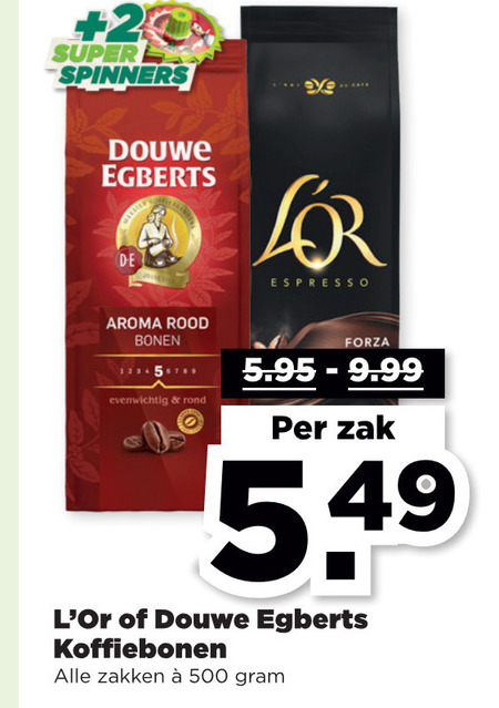 Douwe Egberts   koffiebonen folder aanbieding bij  Plus - details