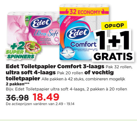 Edet   vochtig toiletpapier, toiletpapier folder aanbieding bij  Plus - details