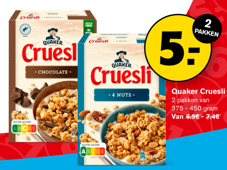 Quaker   cruesli folder aanbieding bij  Hoogvliet - details