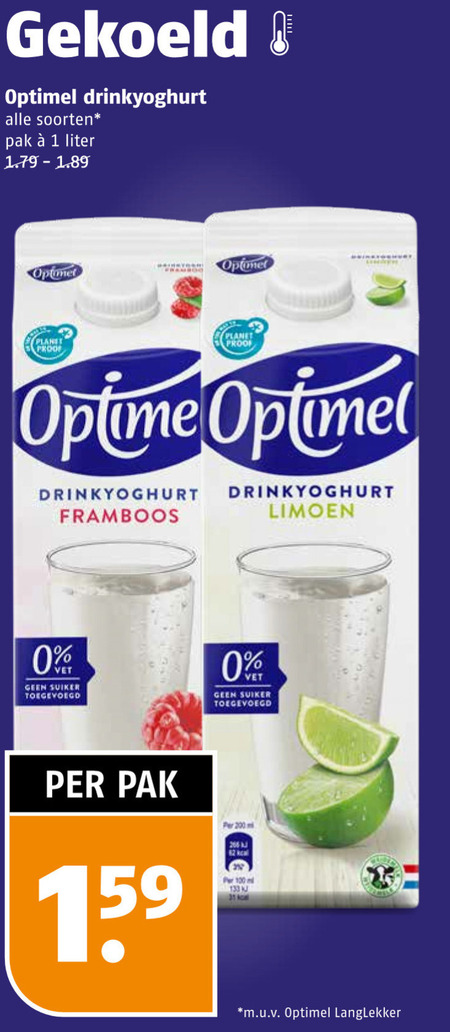 Optimel   drinkyoghurt folder aanbieding bij  Poiesz - details