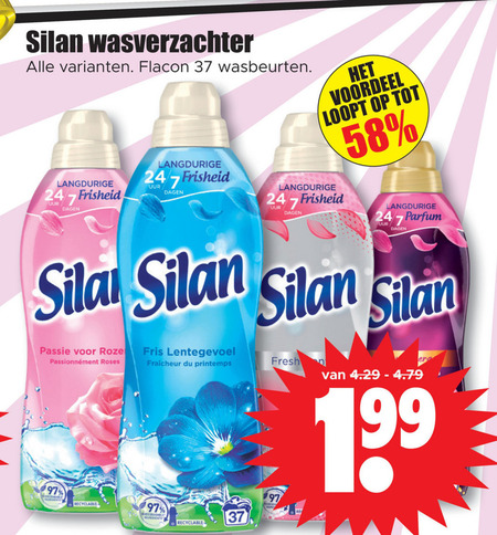 Silan   wasverzachter folder aanbieding bij  Dirk - details