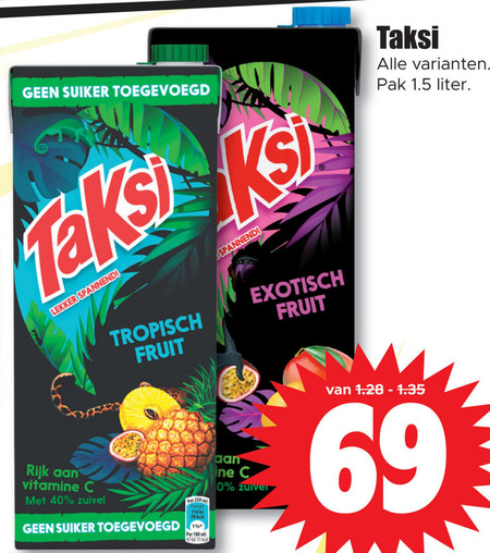 Taksi   fruitdrank folder aanbieding bij  Dirk - details