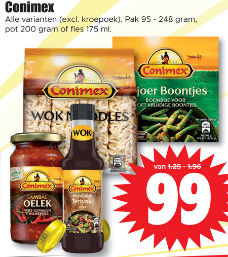 Conimex   woksaus, maaltijdmix folder aanbieding bij  Dirk - details