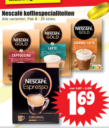 Nescafe   oploskoffie folder aanbieding bij  Dirk - details