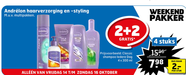 Andrelon   hairspray, haarverzorging folder aanbieding bij  Trekpleister - details