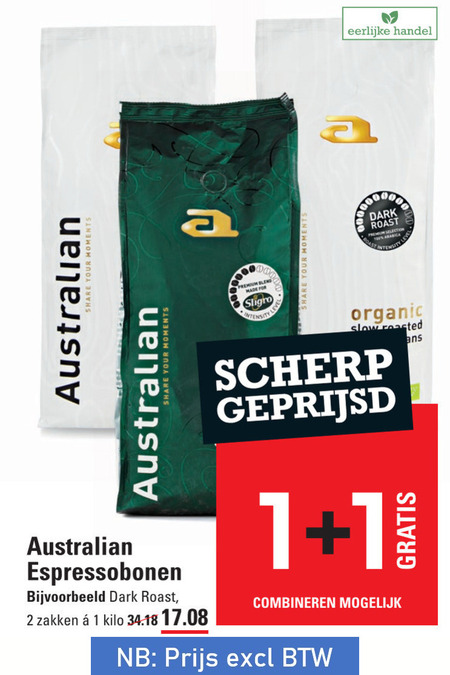 Australian   koffiebonen folder aanbieding bij  Sligro - details