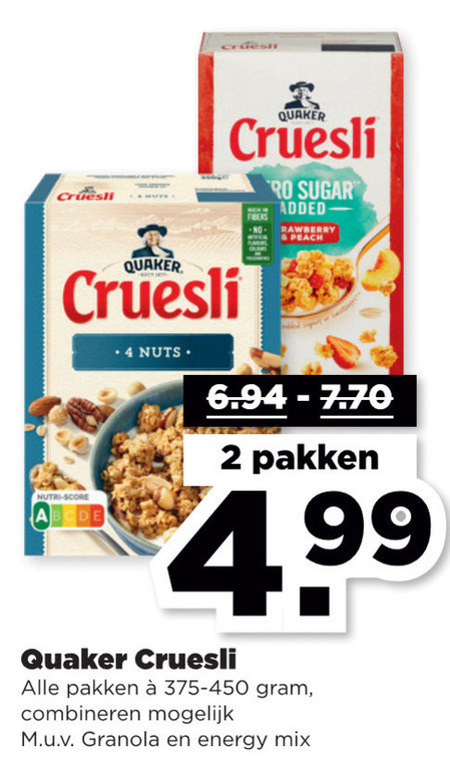 Quaker   cruesli folder aanbieding bij  Plus - details