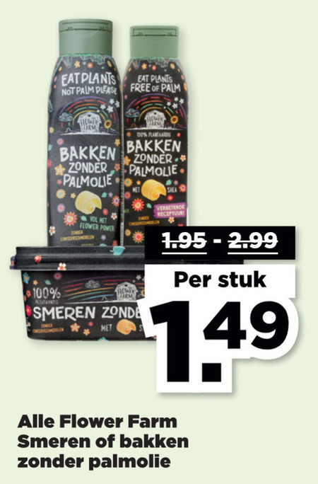 Flower Farm   olie en vetten, margarine folder aanbieding bij  Plus - details