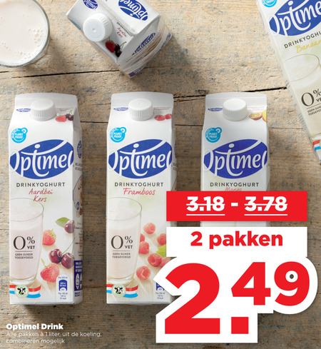 Optimel   drinkyoghurt folder aanbieding bij  Plus - details