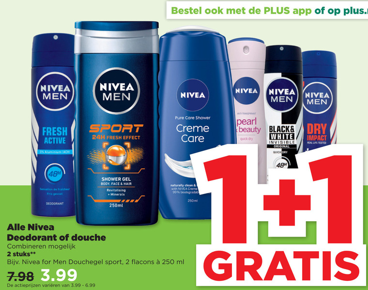 Nivea   deodorant, douchegel folder aanbieding bij  Plus - details