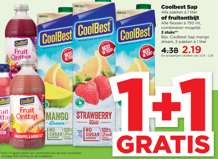 Coolbest   vruchtensap folder aanbieding bij  Plus - details