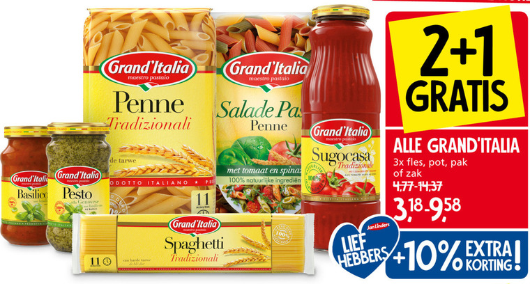 Grand Italia   pastasaus, pesto folder aanbieding bij  Jan Linders - details