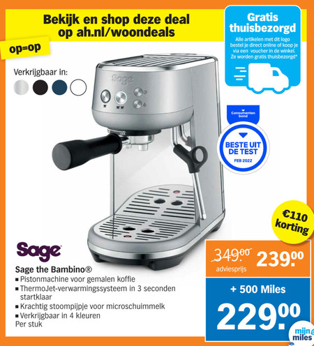 Sage   espressoapparaat folder aanbieding bij  Albert Heijn - details