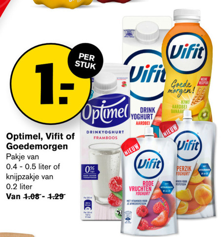 Optimel   drinkyoghurt folder aanbieding bij  Hoogvliet - details