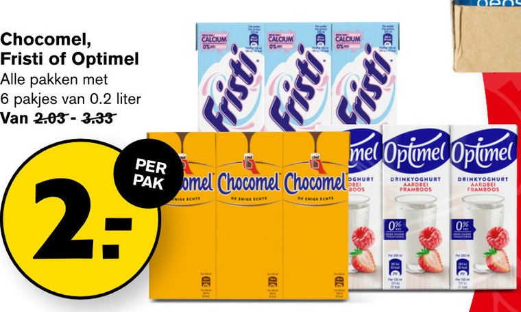 Optimel   drinkyoghurt, chocolademelk folder aanbieding bij  Hoogvliet - details