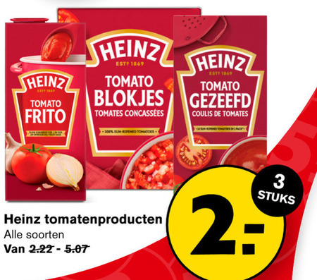 Heinz   tomatenblokjes, tomatenpuree folder aanbieding bij  Hoogvliet - details