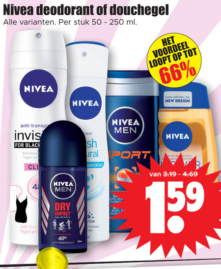 Nivea   douchegel, deodorant folder aanbieding bij  Dirk - details