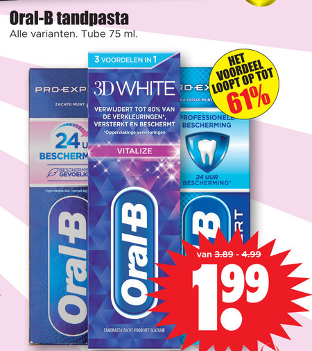 Oral-B   tandpasta folder aanbieding bij  Dirk - details