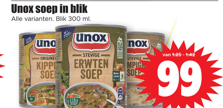 Unox   soep folder aanbieding bij  Dirk - details