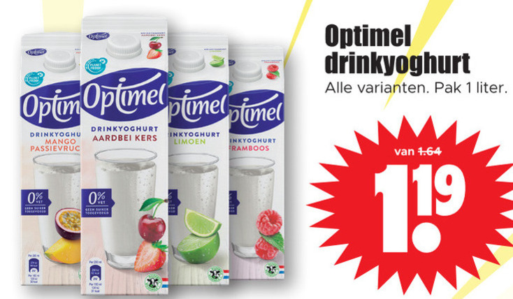 Optimel   drinkyoghurt folder aanbieding bij  Dirk - details