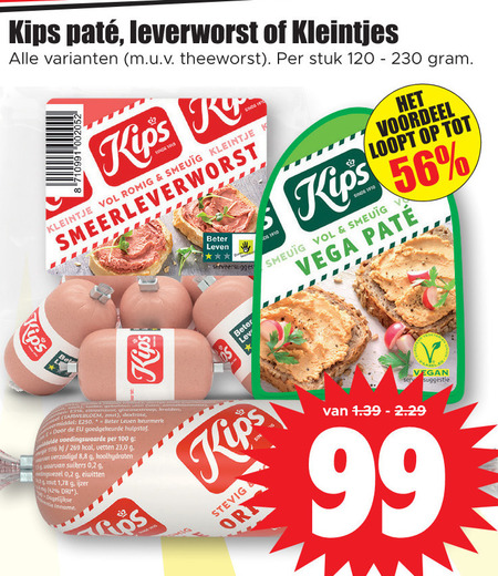 Kips   leverworst, theeworst folder aanbieding bij  Dirk - details