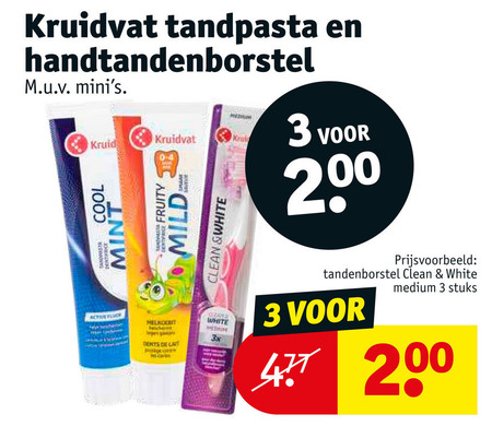 Kruidvat Huismerk   tandenborstel, tandpasta folder aanbieding bij  Kruidvat - details