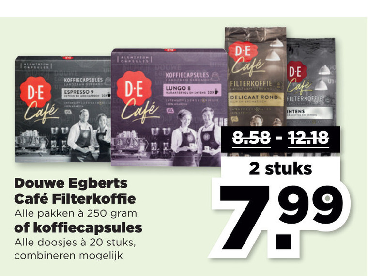 Douwe Egberts   koffiecups, koffie folder aanbieding bij  Plus - details