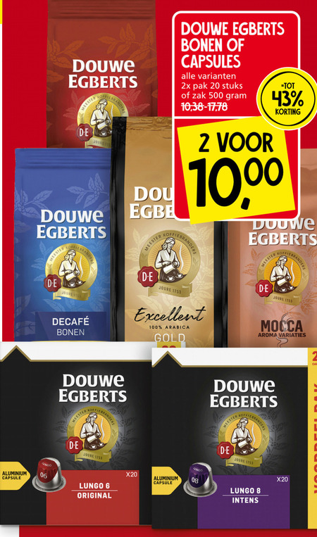 Douwe Egberts   koffiebonen, koffiecups folder aanbieding bij  Jan Linders - details