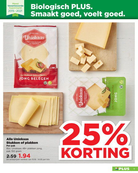 Uniekaas   kaasplakken, kaas folder aanbieding bij  Plus - details