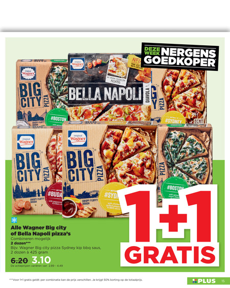 Wagner   diepvriespizza folder aanbieding bij  Plus - details