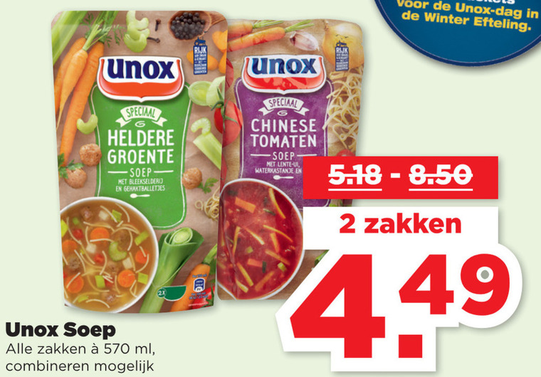 Unox   soep folder aanbieding bij  Plus - details