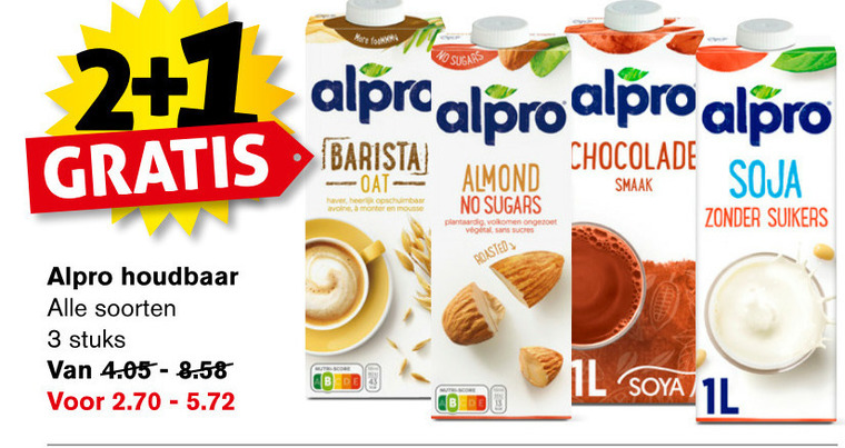 Alpro   soja melk folder aanbieding bij  Hoogvliet - details