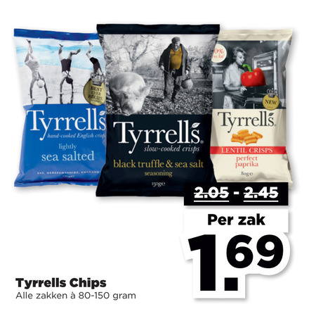 Tyrells   chips folder aanbieding bij  Plus - details