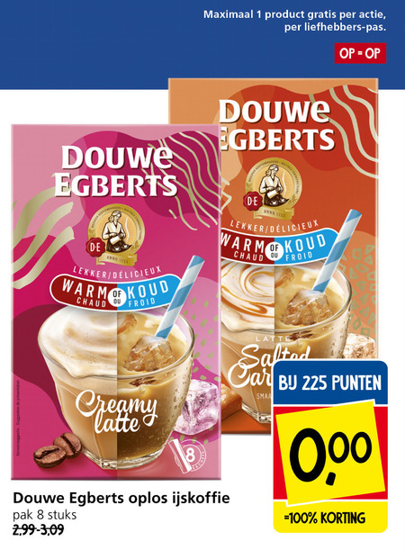 Douwe Egberts   oploskoffie folder aanbieding bij  Jan Linders - details