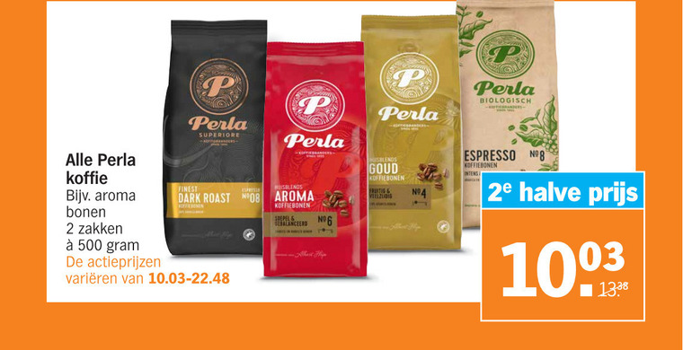 Perla   koffiebonen, koffiecups folder aanbieding bij  Albert Heijn - details