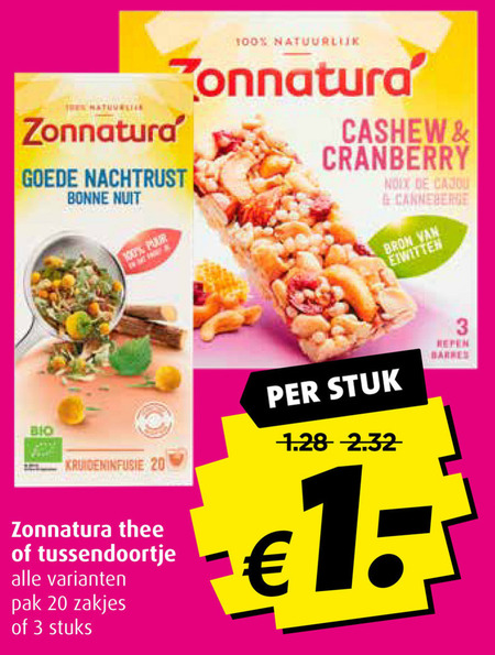 Zonnatura   thee, mueslireep folder aanbieding bij  Boni - details