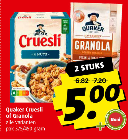 Quaker   cruesli folder aanbieding bij  Boni - details