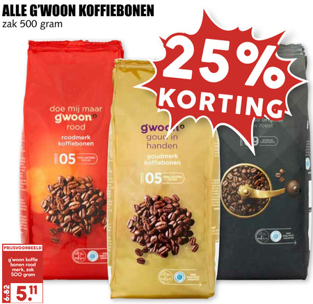 Gwoon   koffiebonen folder aanbieding bij  MCD Supermarkt Basis - details