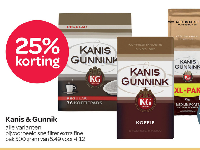 Kanis en Gunnink koffiepad, koffiebonen folder aanbieding bij Spar details