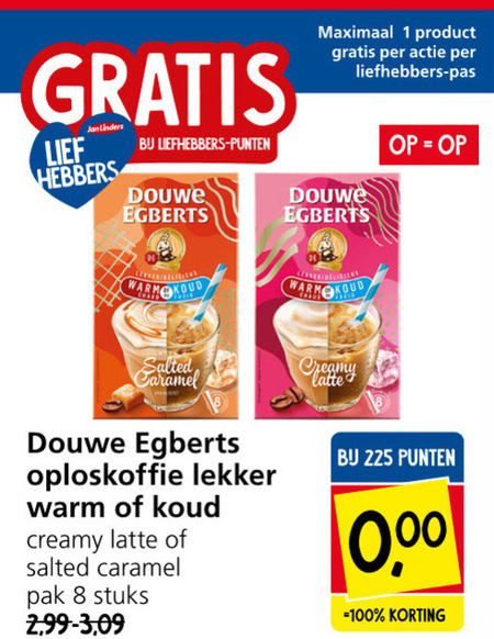 Douwe Egberts   oploskoffie folder aanbieding bij  Jan Linders - details