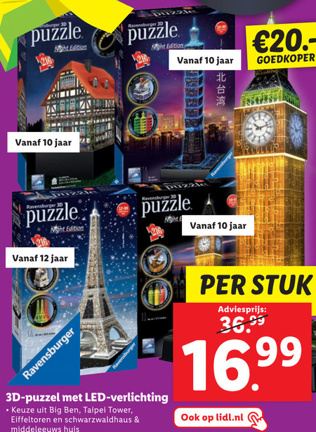 Concurreren stormloop Reiziger Ravensburger 3d-puzzel folder aanbieding bij Lidl - details