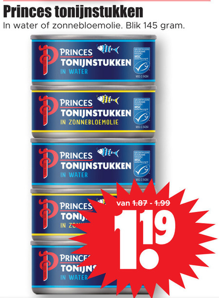 Princes   tonijn in blik folder aanbieding bij  Dirk - details
