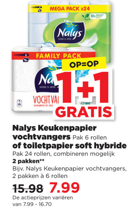 Nalys   toiletpapier, keukenpapier folder aanbieding bij  Plus - details