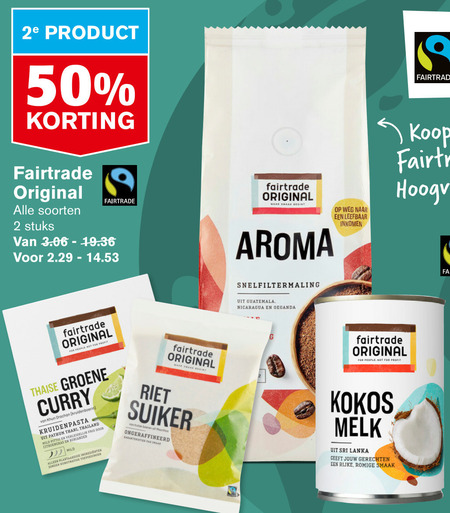 Fair Trade Original   boemboe, rietsuiker folder aanbieding bij  Hoogvliet - details