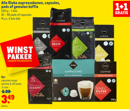 Rioba   koffiepad, koffiecups folder aanbieding bij  Makro - details