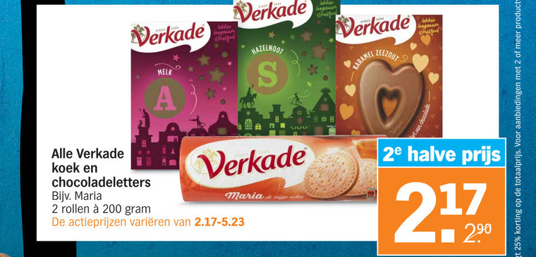 Verkade   chocoladeletter, biscuits folder aanbieding bij  Albert Heijn - details