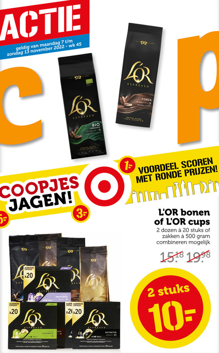 Douwe Egberts L Or   koffiecups, koffiebonen folder aanbieding bij  Coop - details