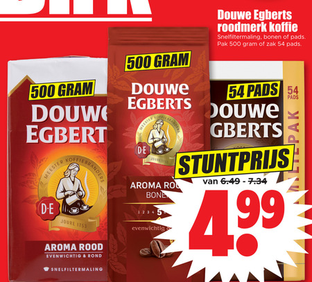 Dom compromis Grootte Douwe Egberts koffiepad, koffiebonen folder aanbieding bij Dirk - details